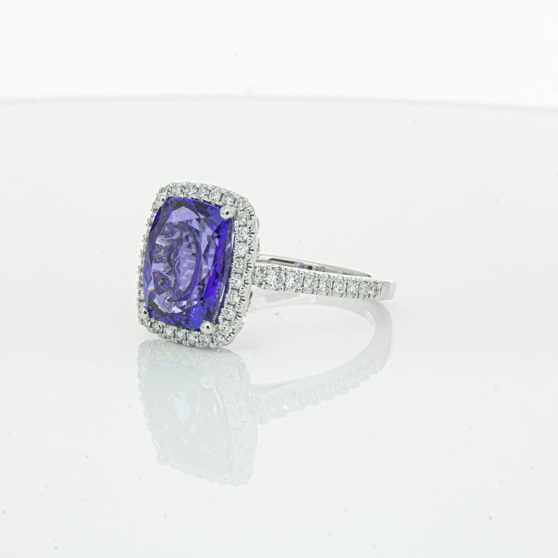 18ct White Gold Tanzanite & Diamond Sierra Ring-Ring-Walker & Hall