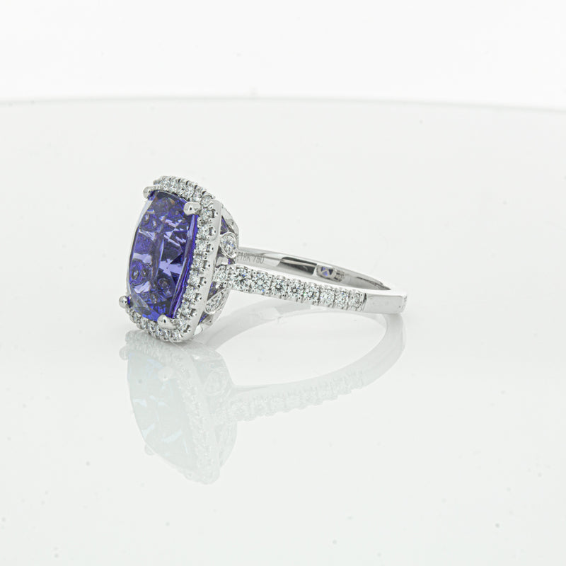 18ct White Gold Tanzanite & Diamond Sierra Ring-Ring-Walker & Hall
