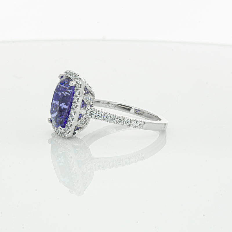 18ct White Gold Tanzanite & Diamond Sierra Ring-Ring-Walker & Hall