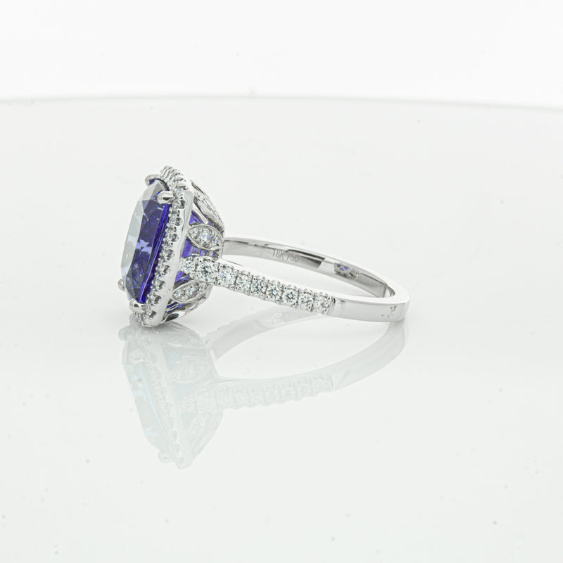 18ct White Gold Tanzanite & Diamond Sierra Ring-Ring-Walker & Hall