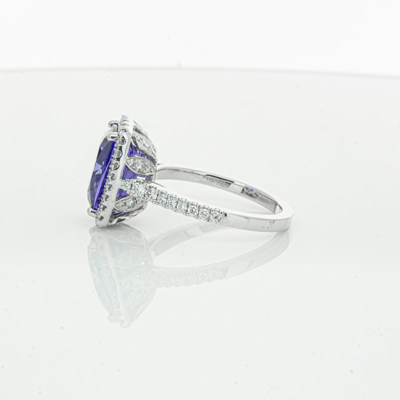 18ct White Gold Tanzanite & Diamond Sierra Ring-Ring-Walker & Hall