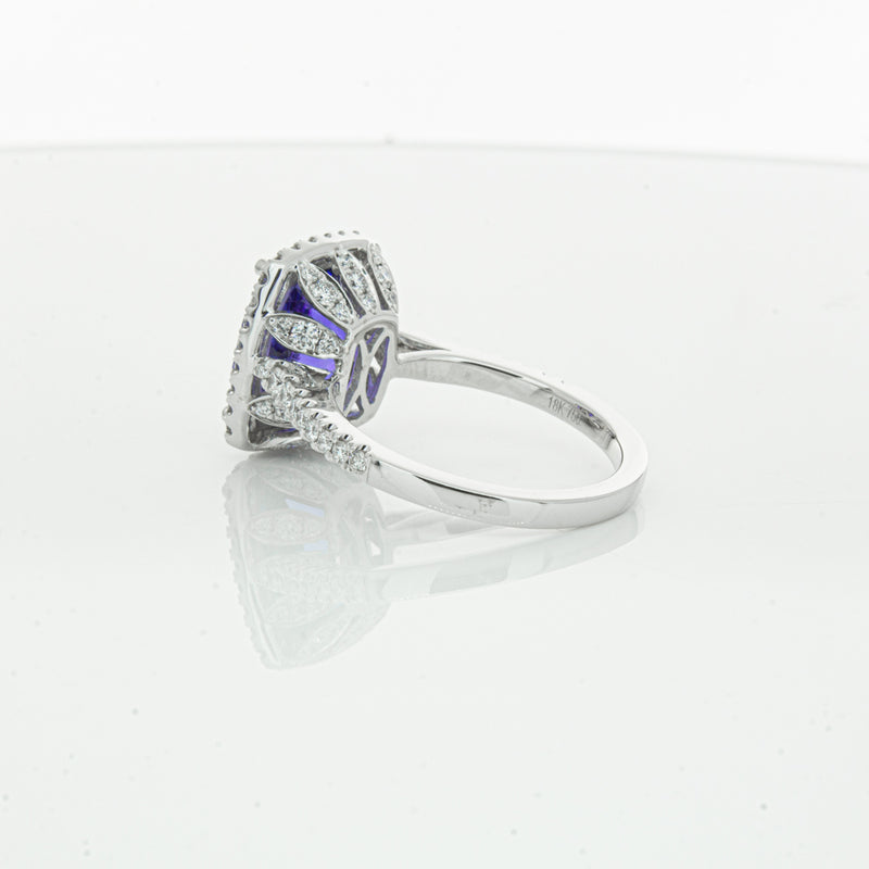 18ct White Gold Tanzanite & Diamond Sierra Ring-Ring-Walker & Hall