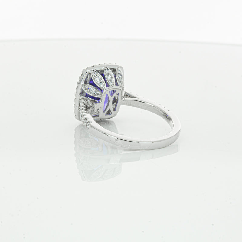 18ct White Gold Tanzanite & Diamond Sierra Ring-Ring-Walker & Hall