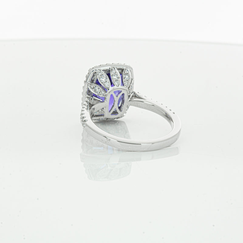 18ct White Gold Tanzanite & Diamond Sierra Ring-Ring-Walker & Hall