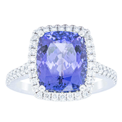 18ct White Gold Tanzanite & Diamond Sierra Ring-Ring-Walker & Hall