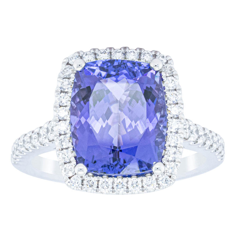 18ct White Gold Tanzanite & Diamond Sierra Ring-Ring-Walker & Hall