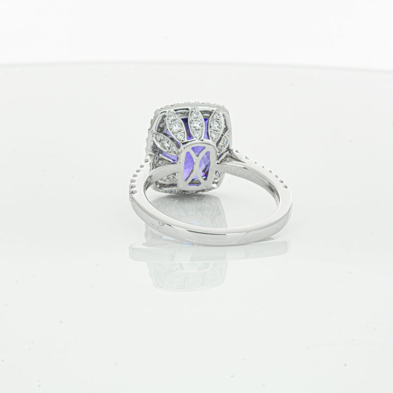 18ct White Gold Tanzanite & Diamond Sierra Ring-Ring-Walker & Hall
