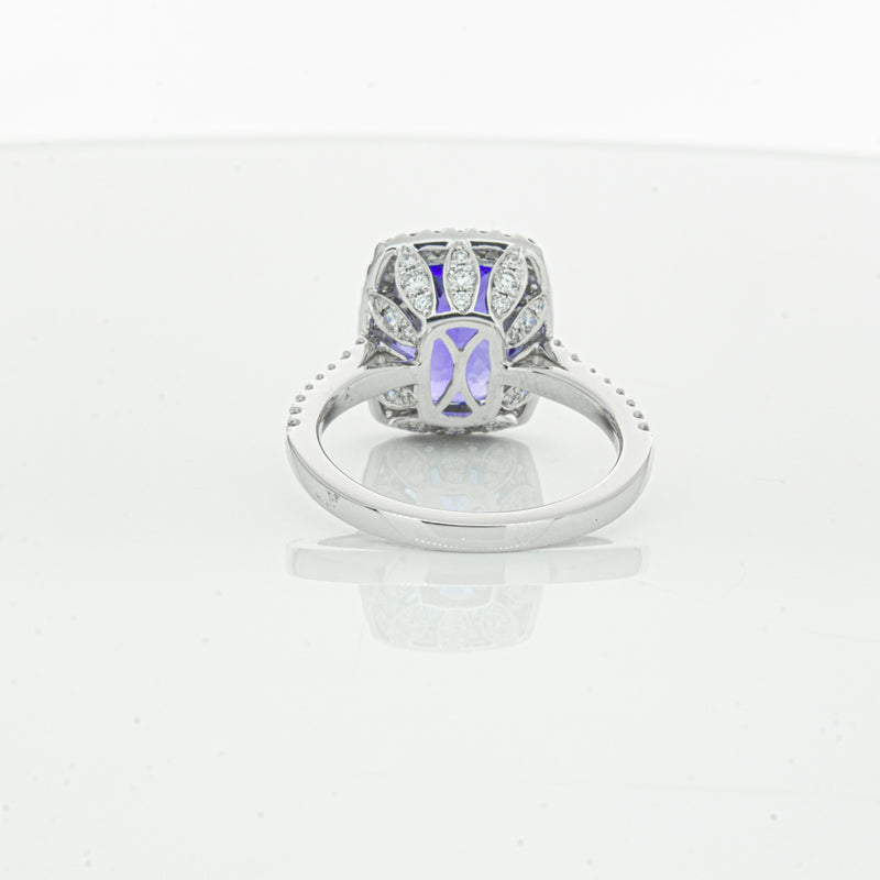 18ct White Gold Tanzanite & Diamond Sierra Ring-Ring-Walker & Hall