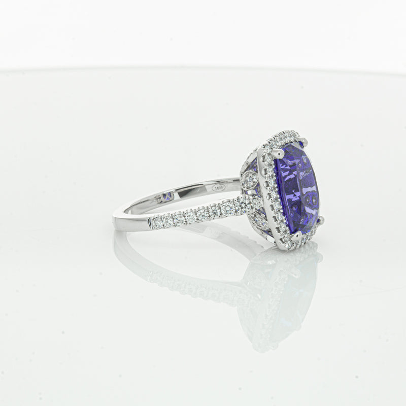 18ct White Gold Tanzanite & Diamond Sierra Ring-Ring-Walker & Hall
