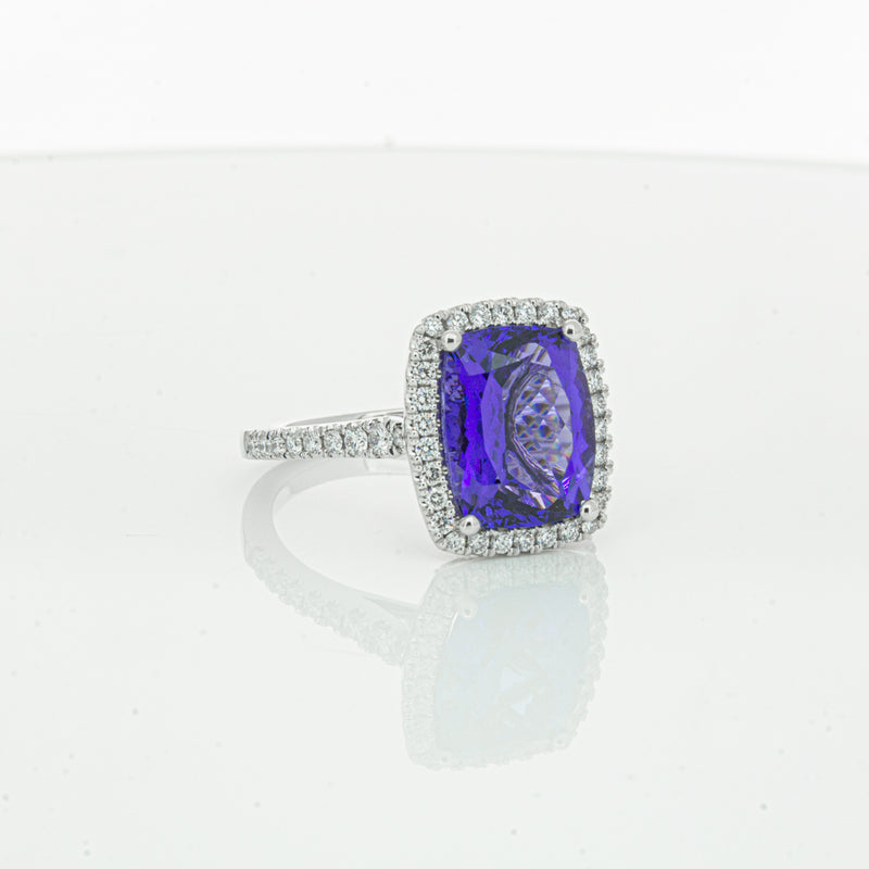 18ct White Gold Tanzanite & Diamond Sierra Ring-Ring-Walker & Hall