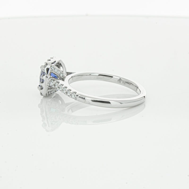 18ct White Gold 1.24ct Sapphire & Diamond Manhattan Ring-Ring-Walker & Hall
