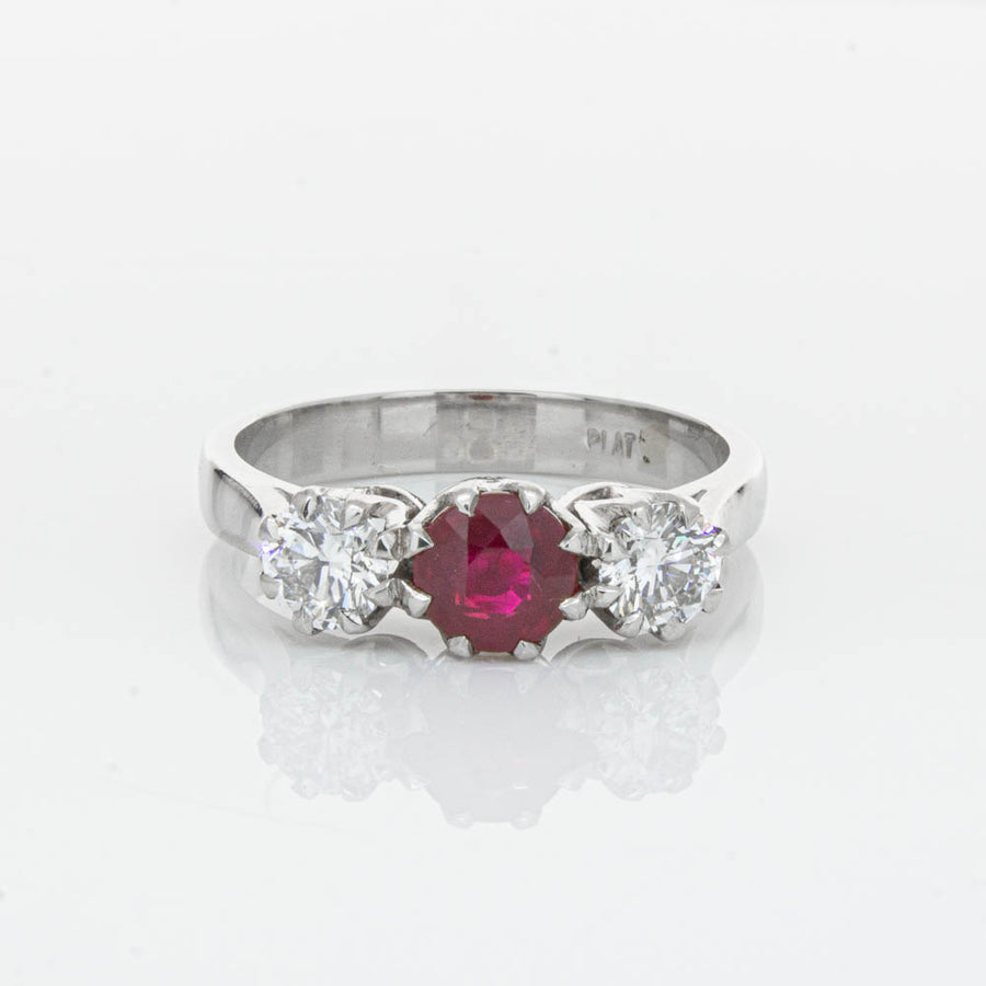 Deja Vu Platinum 1.01ct Ruby & Diamond Ring-Ring-Walker & Hall