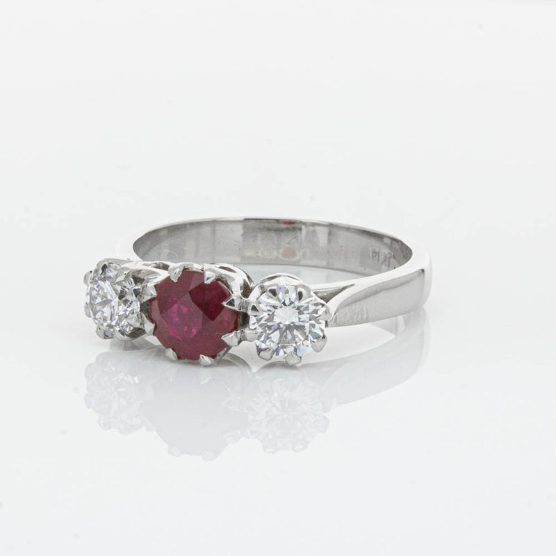 Deja Vu Platinum 1.01ct Ruby & Diamond Ring-Ring-Walker & Hall