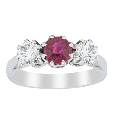 Deja Vu Platinum 1.01ct Ruby & Diamond Ring-Ring-Walker & Hall