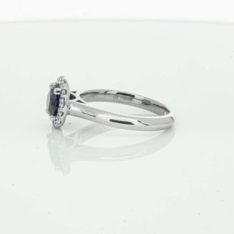 18ct White Gold 1.41ct Sapphire & Diamond Eclipse Ring-Ring-Walker & Hall