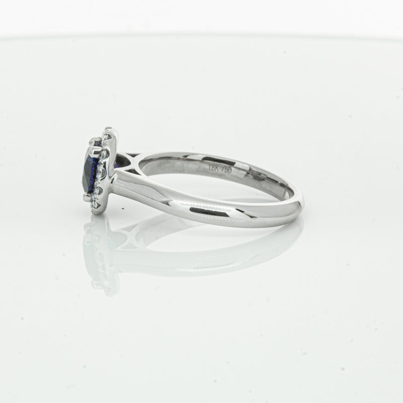 18ct White Gold 1.41ct Sapphire & Diamond Eclipse Ring-Ring-Walker & Hall
