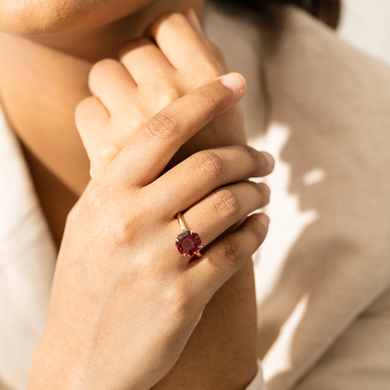 18ct Yellow Gold Pink Tourmaline Octavia Ring-Ring-Walker & Hall