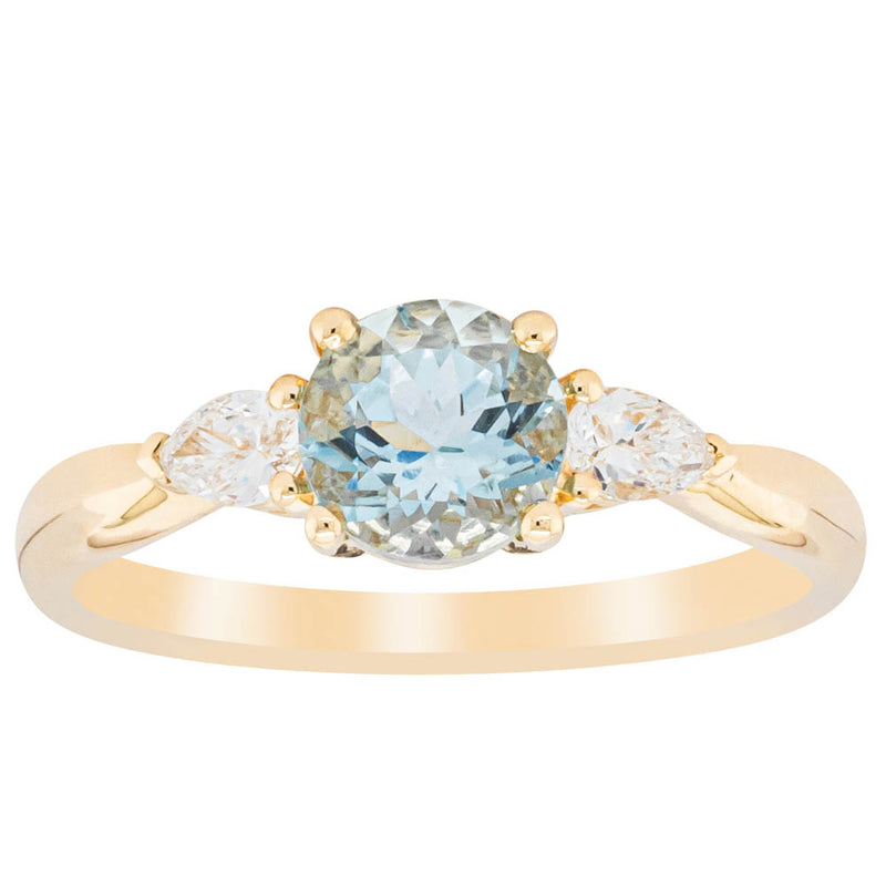 18ct Yellow Gold Aquamarine & Diamond Ayla Ring-Ring-Walker & Hall