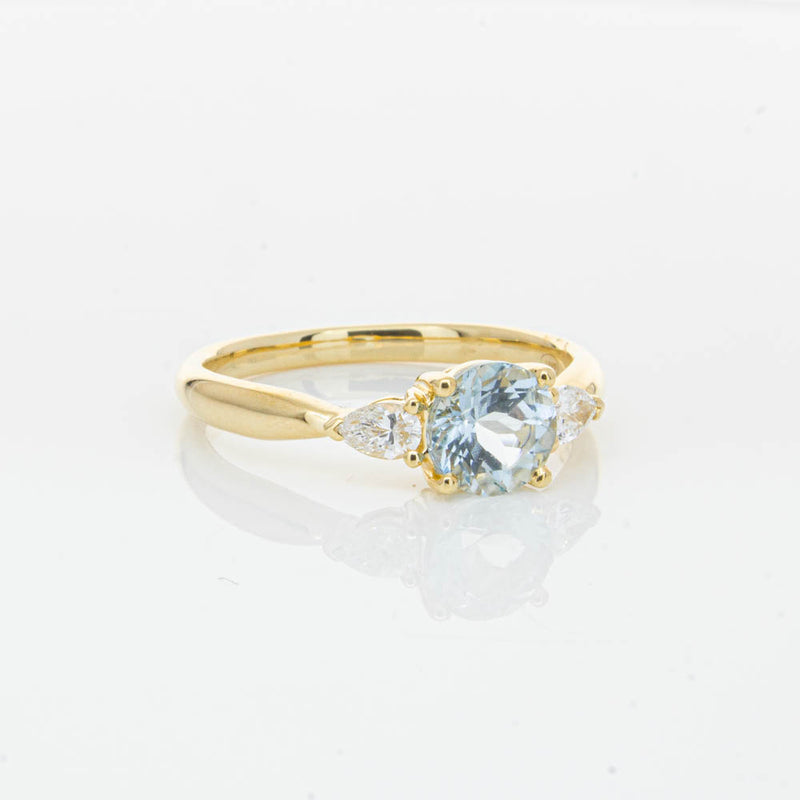 18ct Yellow Gold Aquamarine & Diamond Ayla Ring-Ring-Walker & Hall