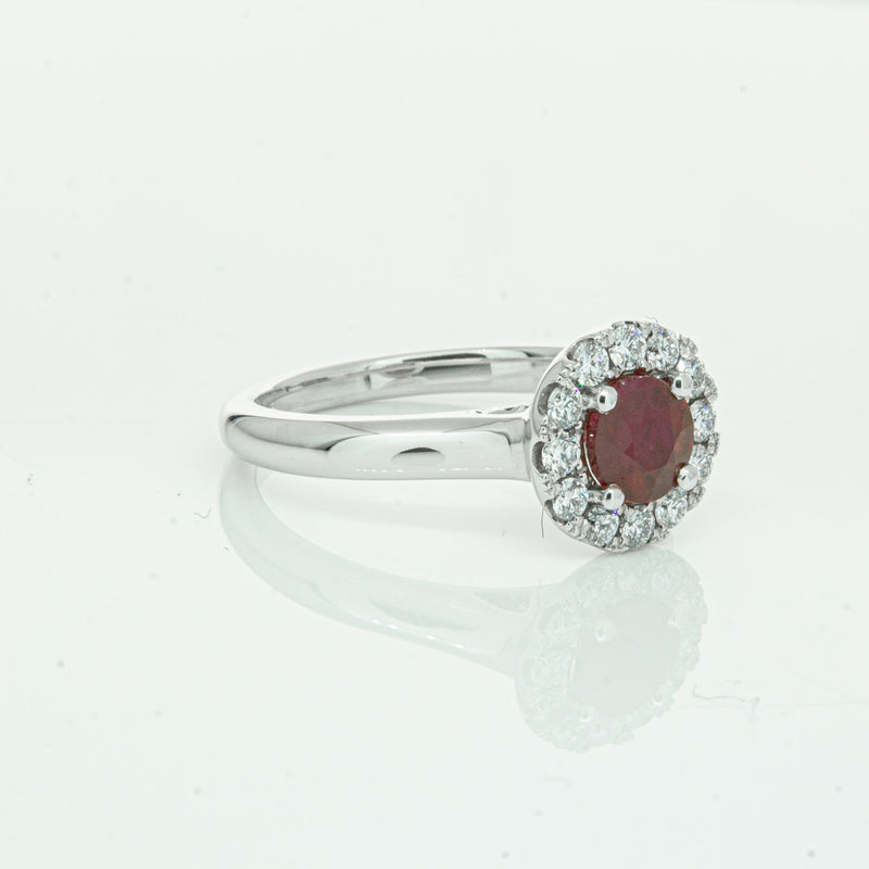 18ct White Gold 1.03ct Ruby & Diamond Eclipse Ring-Ring-Walker & Hall