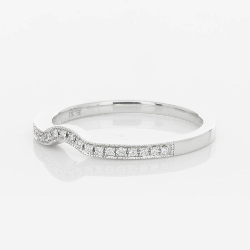 18ct White Gold .08ct Diamond Eiffel Band-Ring-Walker & Hall