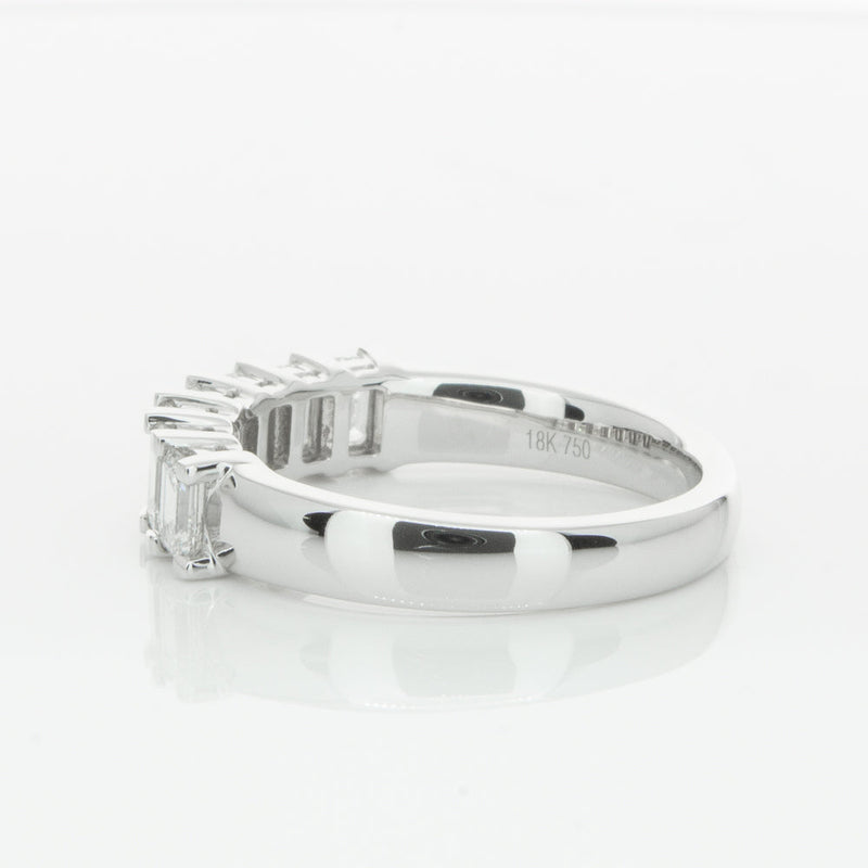 18ct White Gold 1.35ct Emerald Cut Diamond Asra Ring-Ring-Walker & Hall