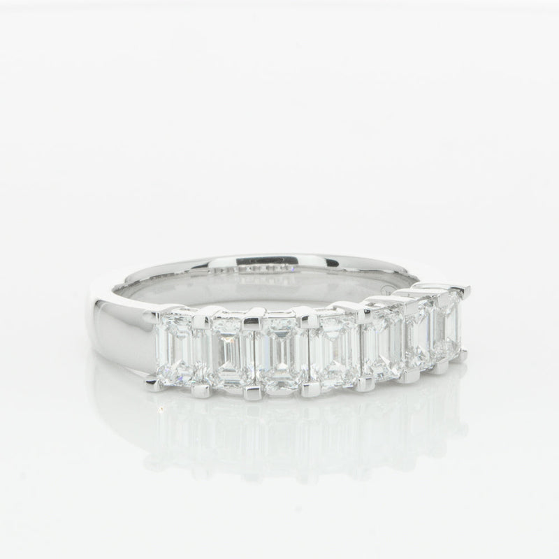 18ct White Gold 1.35ct Emerald Cut Diamond Asra Ring-Ring-Walker & Hall