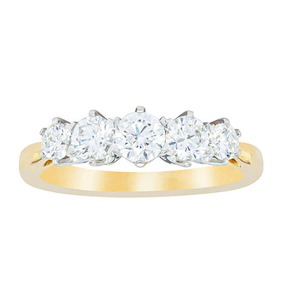 18ct Yellow Gold .80ct Diamond Pentagon Ring-Ring-Walker & Hall