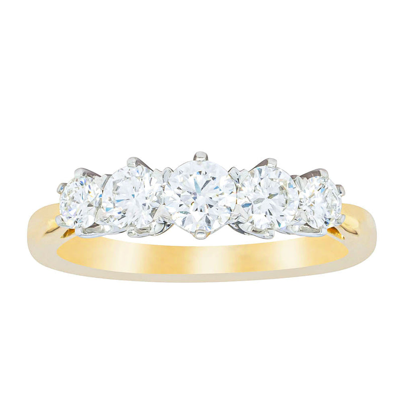 18ct Yellow Gold .80ct Diamond Pentagon Ring-Ring-Walker & Hall