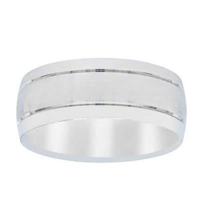 9ct White Gold Sanded & Polished 8mm Band-Ring-Walker & Hall