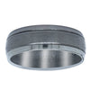 Black Zirconium Two Grooves Men's Ring-Ring-Walker & Hall