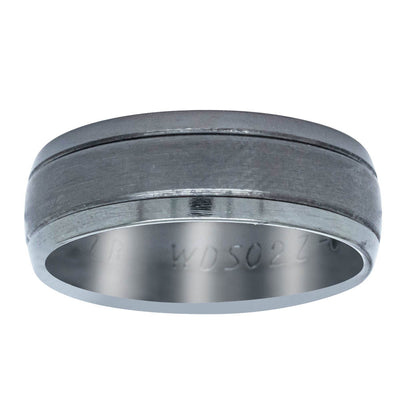 Black Zirconium Two Grooves Men's Ring-Ring-Walker & Hall