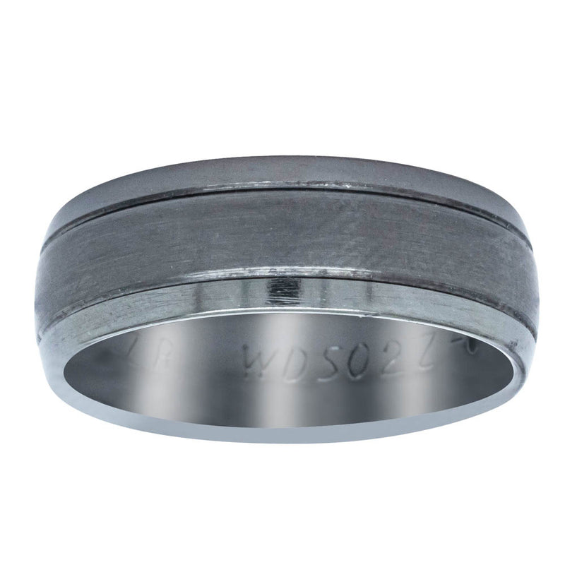 Black Zirconium Two Grooves Men's Ring-Ring-Walker & Hall