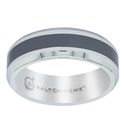 Cobalt Seranite Inlay Centre 7mm Band-Ring-Walker & Hall