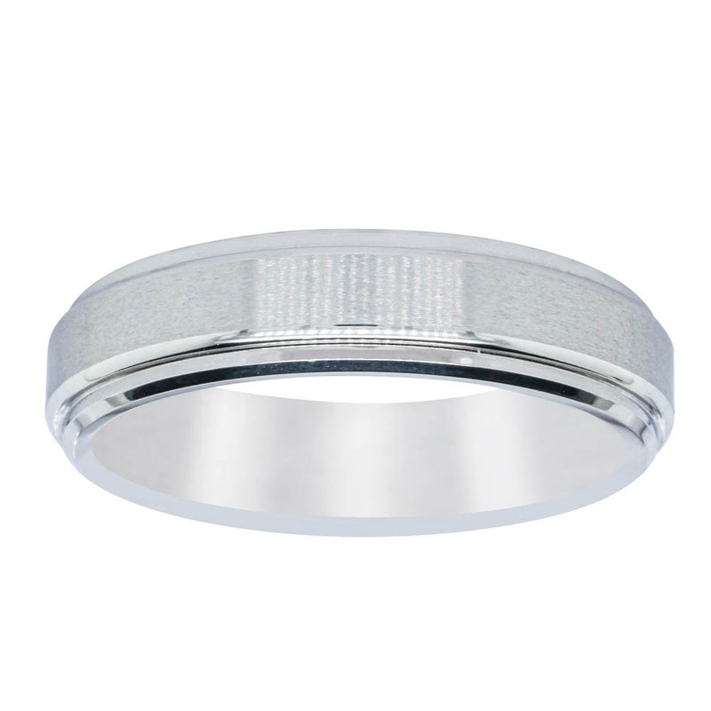 Cobalt Satin Finish Stepped Edge 6mm Men's Ring-Ring-Walker & Hall