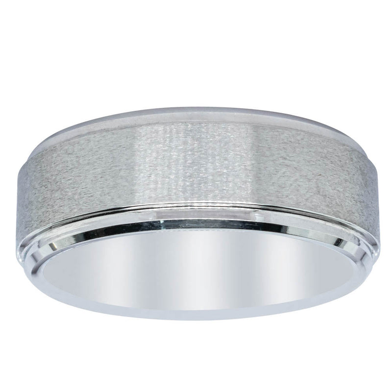 Cobalt Satin Finish Stepped Edge 8mm Men's Ring-Ring-Walker & Hall