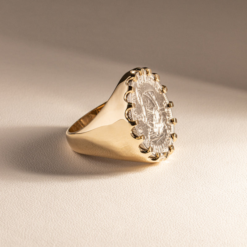 9ct Yellow Gold Ring with NZ Shilling-Ring-Walker & Hall
