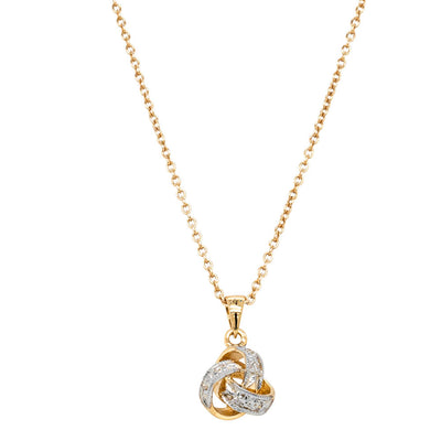 9ct Yellow Gold Diamond Forget Me Knot Pendant-Necklace-Walker & Hall
