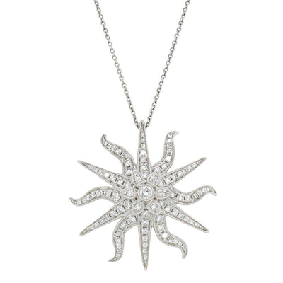 18ct White Gold 1.20ct Diamond Starfish Cluster Pendant-Necklace-Walker & Hall