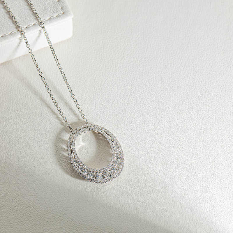 18ct White Gold .82ct Diamond Pendant-Necklace-Walker & Hall