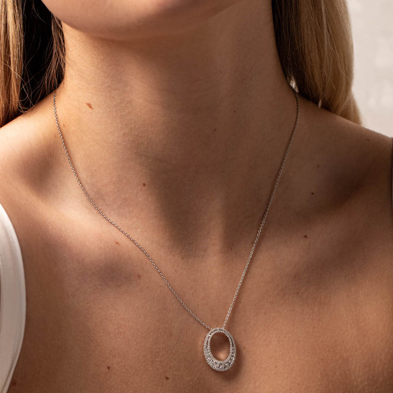 18ct White Gold .82ct Diamond Pendant-Necklace-Walker & Hall