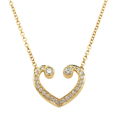 18ct Yellow Gold Diamond Koru Heart Pendant-Necklace-Walker & Hall