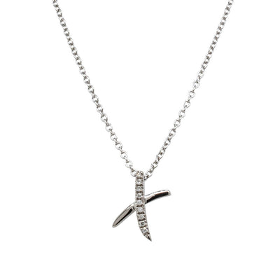 9ct White Gold Diamond Kiss Pendant-Necklace-Walker & Hall