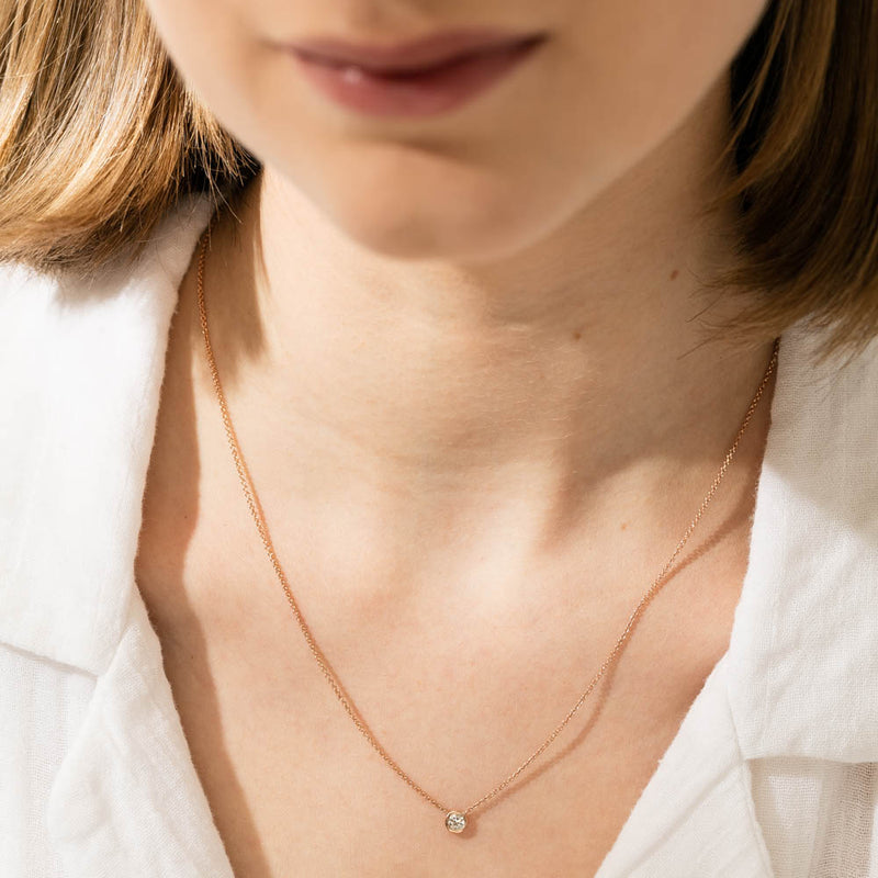 18ct Rose Gold .18ct Diamond Natalia Pendant-Necklace-Walker & Hall