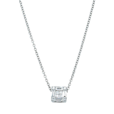 18ct White Gold Diamond Quattro Pendant-Necklace-Walker & Hall