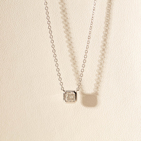 18ct White Gold .46ct Radiant Cut Diamond Natalia Pendant-Necklace-Walker & Hall