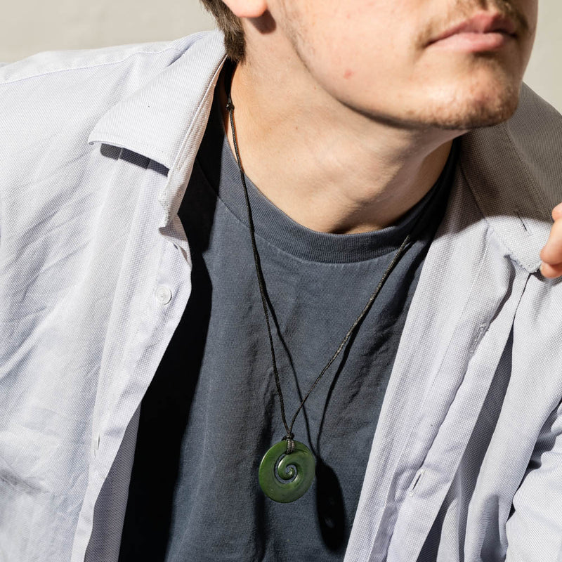 NZ Greenstone Koru Pendant-Necklace-Walker & Hall