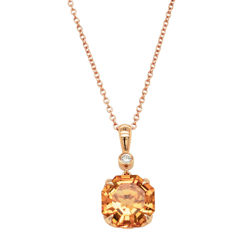 18ct Rose Gold Citrine & Diamond Octavia Pendant-Necklace-Walker & Hall