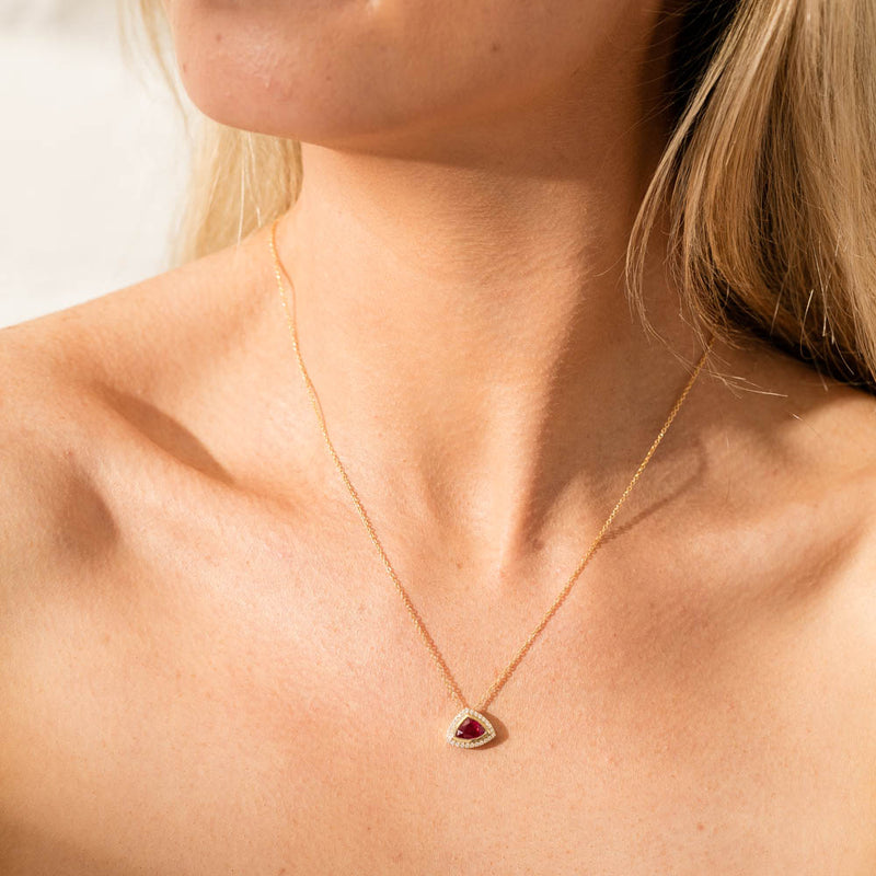 18ct Yellow Gold 1.50ct Ruby & Diamond Isla Pendant-Necklace-Walker & Hall