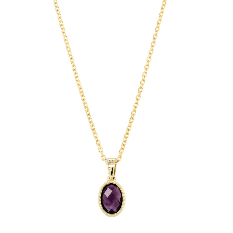 9ct Yellow Gold Amethyst Lavender Pendant-Necklace-Walker & Hall